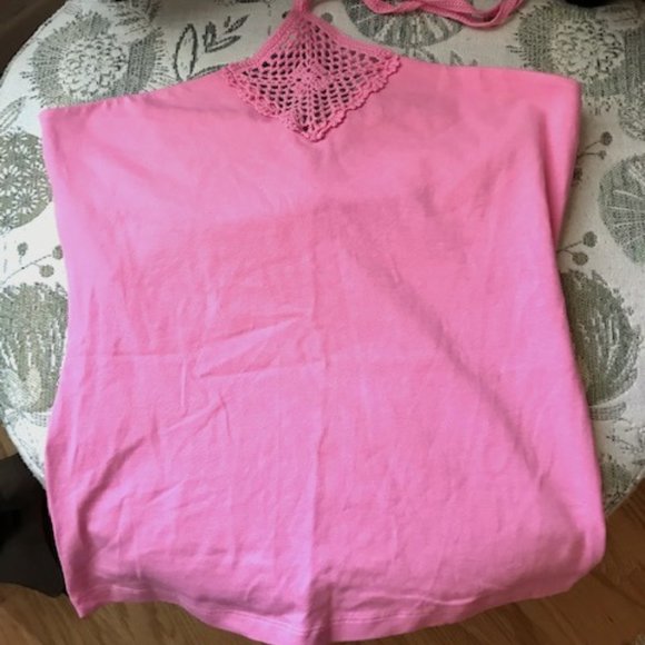 Pink Halter Top with Built-in Bra - Size Large NWOT - Picture 1 of 3